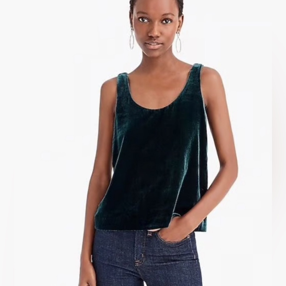 J Crew‎ Green Velvet Tank with Keyhole closure, size 4